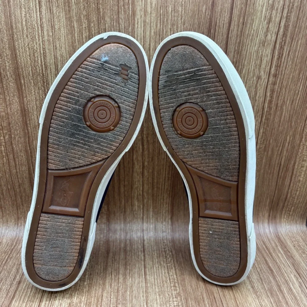 Polo Ralph Lauren Rylander Boat Shoe Navy Brown Men Size 13 D Canvas Leather
